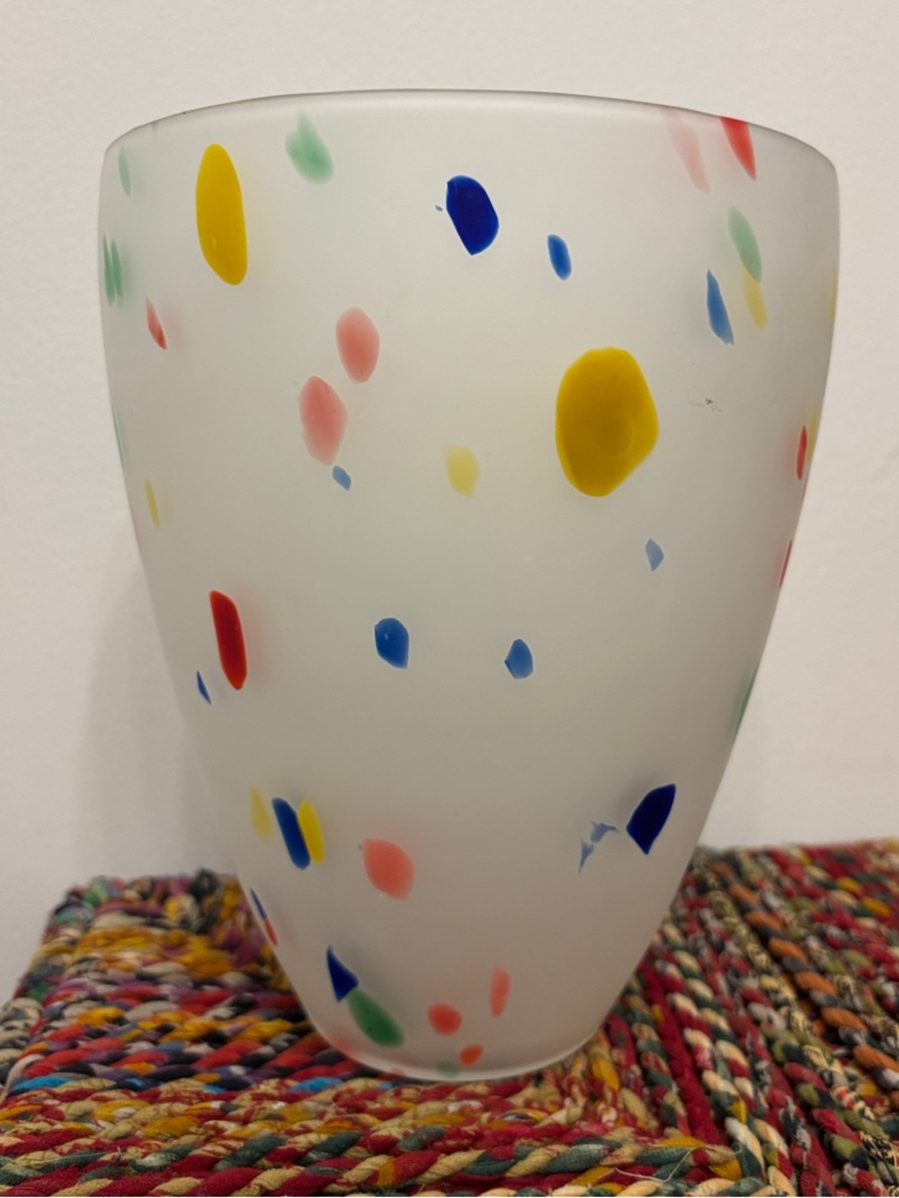 White Confetti Glass Vase with Multicolour Speckles